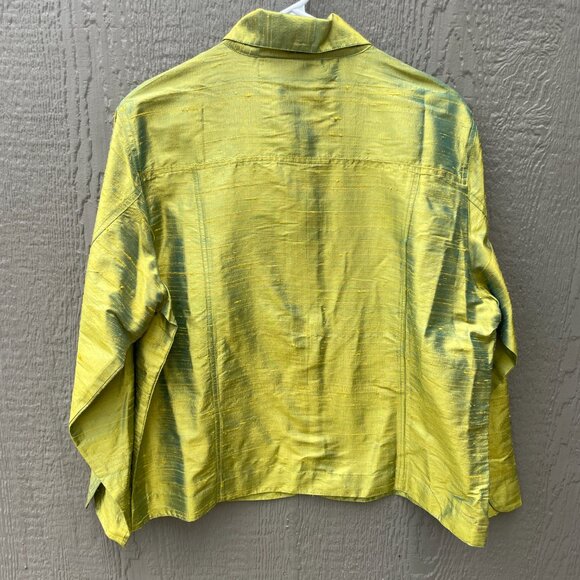 NEW Anu by Natural Womens Small Silk Green Button-Up Shirt Jacket  Artsy NWT - Picture 3 of 8